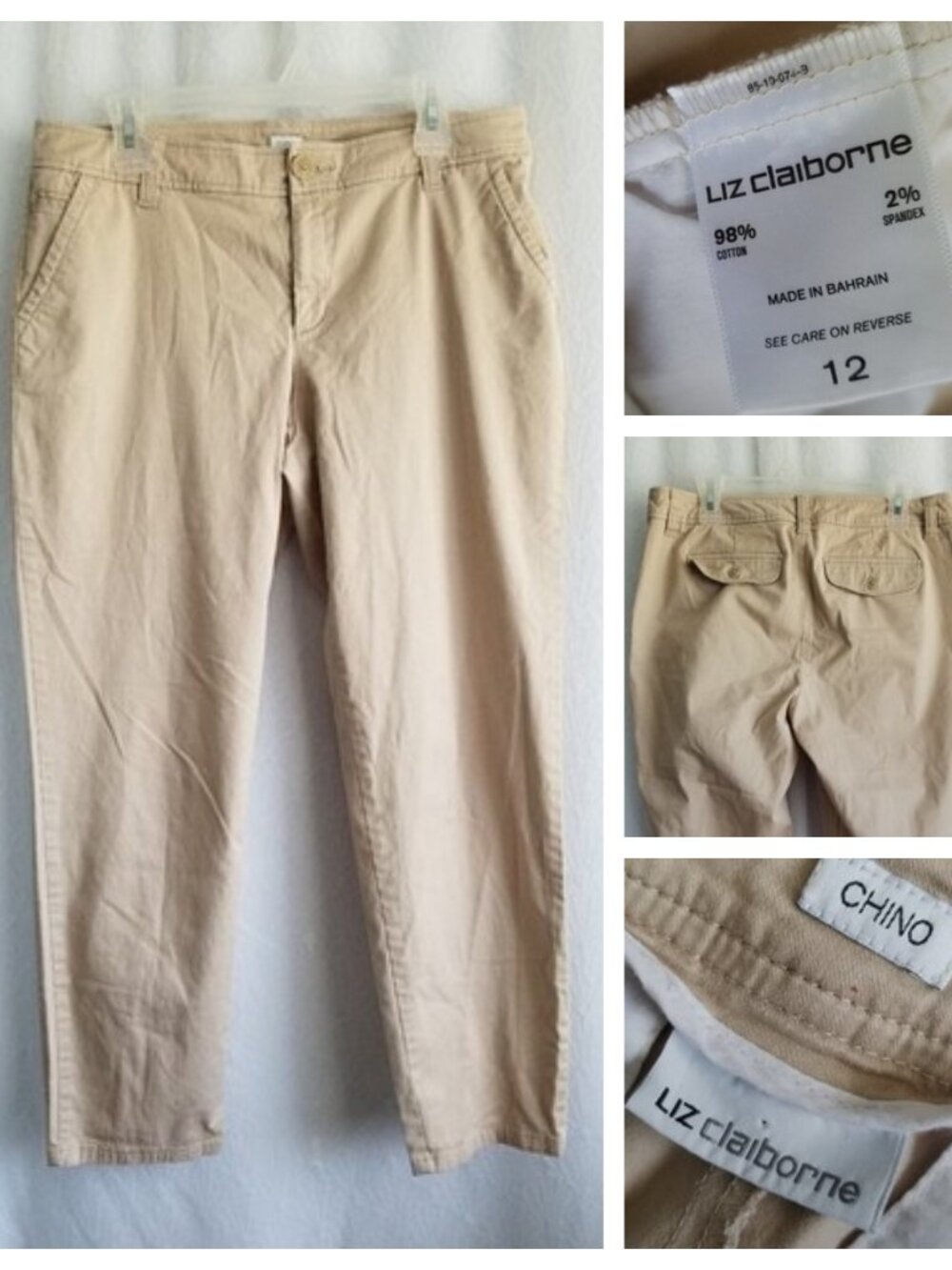 Liz Claiborne Tan Chino Pants Straight Fit Size 12